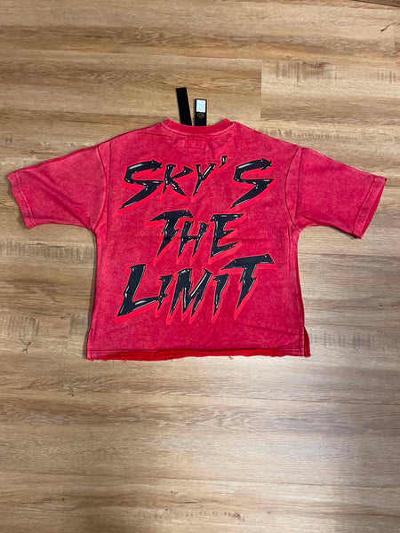MEN LIMITLESS RED WASHED FRENCH TERRY CROP TEE