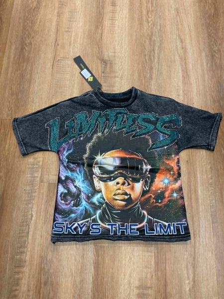 BOYS BLACK SKYS THE LIMIT RHINESTONE CROP TEE