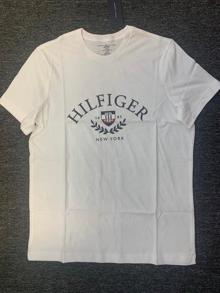 MEN WHITE TOMMY HILFIGER LEAF LOGO TEE