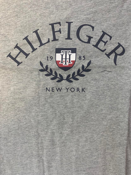 MEN GRAY TOMMY HILFIGER LEAF LOGO TEE