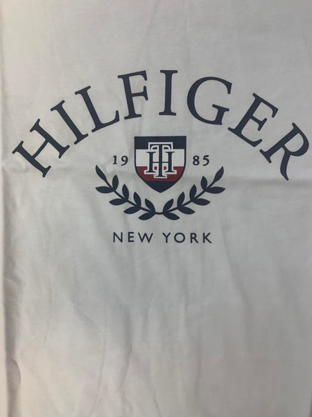 MEN WHITE TOMMY HILFIGER LEAF LOGO TEE