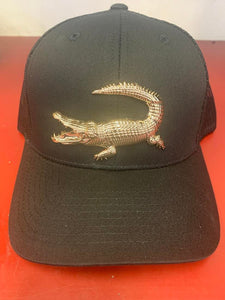 Gold Metal Alligator Black Hat