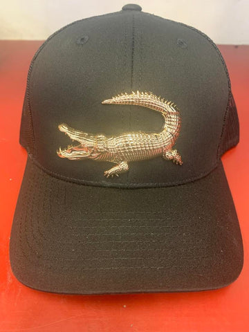 Gold Metal Alligator Black Hat