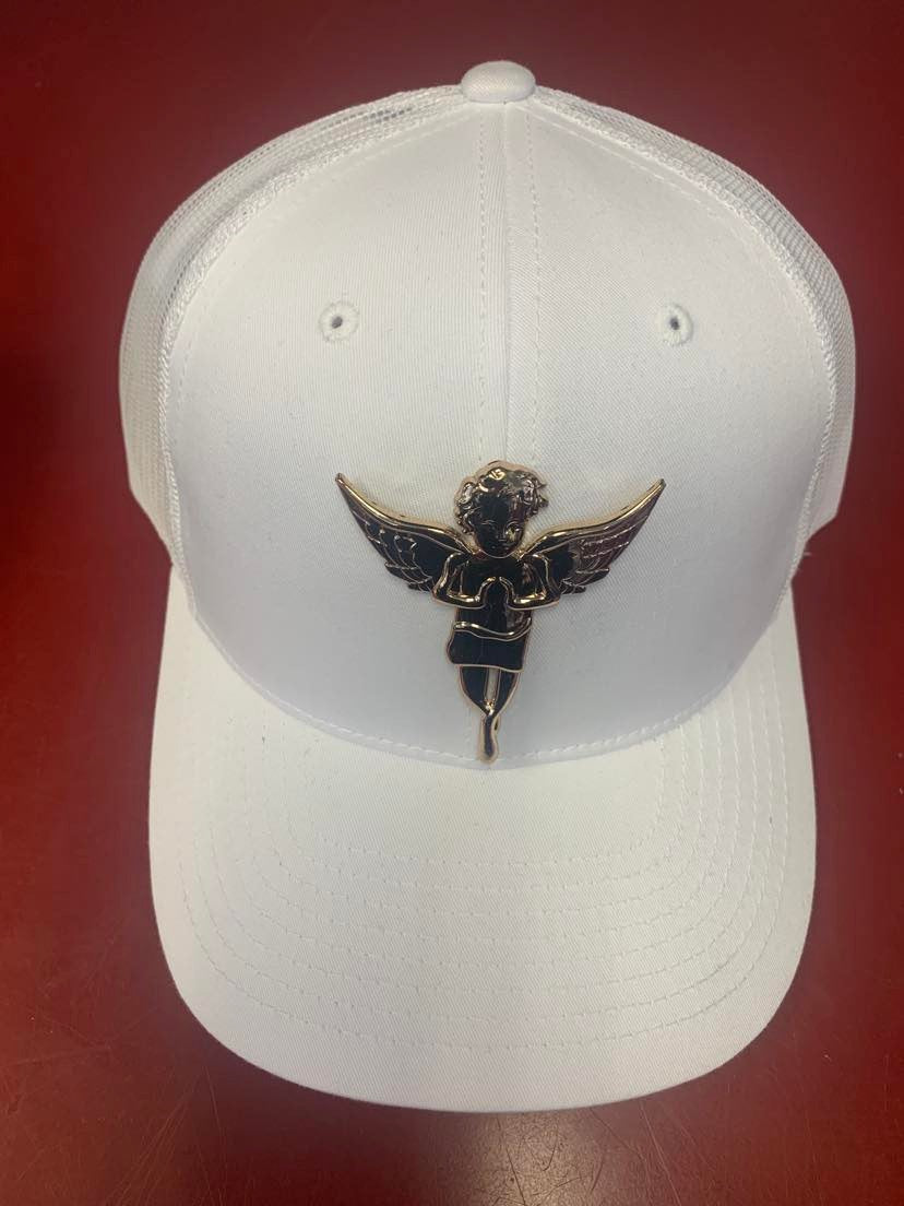 Gold Metal Baby Saint White Hat