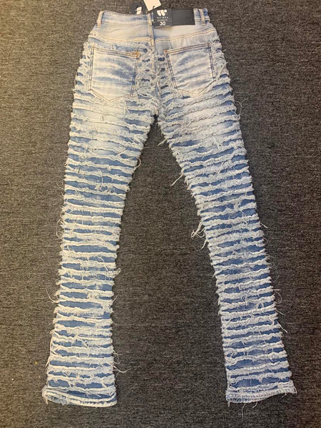 Men Blue wash Super Destroyed Stack Jeans