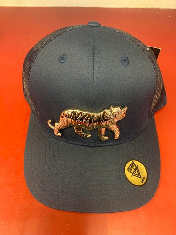 Gold Metal Tiger Navy Blue Hat