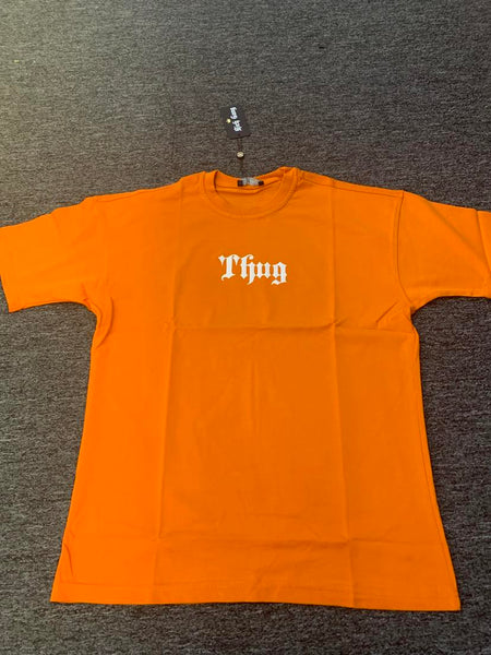 MEN ORANGE THUG TUPAC TSHIRT