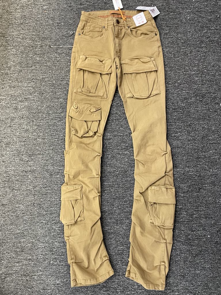 Men Tan Timeless Stacked Cargo Jeans