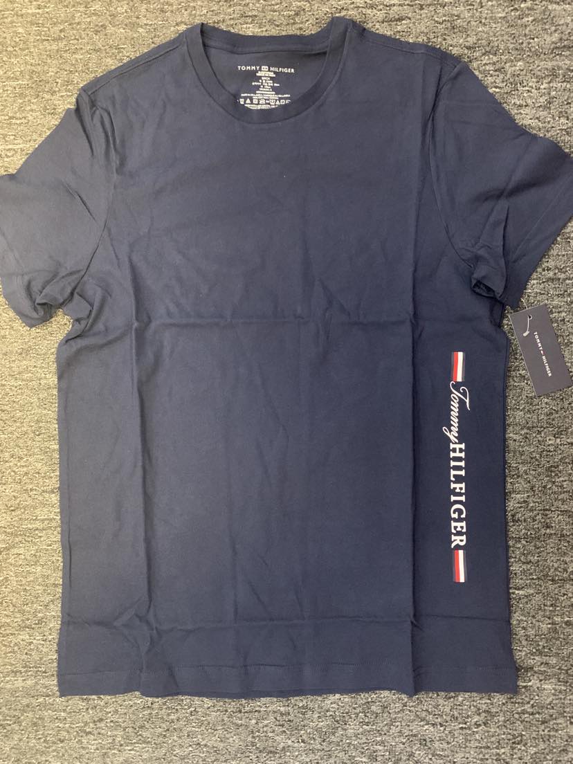 MEN NAVY BLUE TOMMY HILFIGER SIDE LOGO TSHIRT