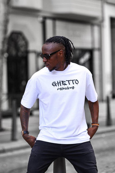 MEN WHITE GHETTO MIINIONS TSHIRT