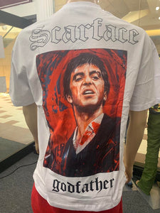 MEN WHITE GODFATHER SCARFACE TSHIRT