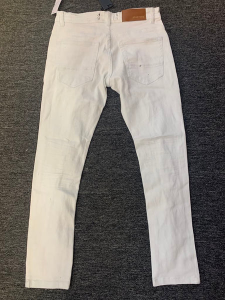 Men White Twill Ripped Pants Stretch