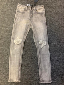 MEN GRAY LITE RIP KNEE DENIM JEANS