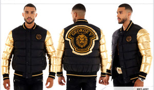 MEN GEORGE V BLACK WITH GOLD SLEEVES GLITTERY PUFFER COAT