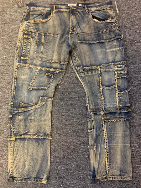 MENS PLUS SIZE LT TINT SLIM MULTI POCKET DENIM JEANS