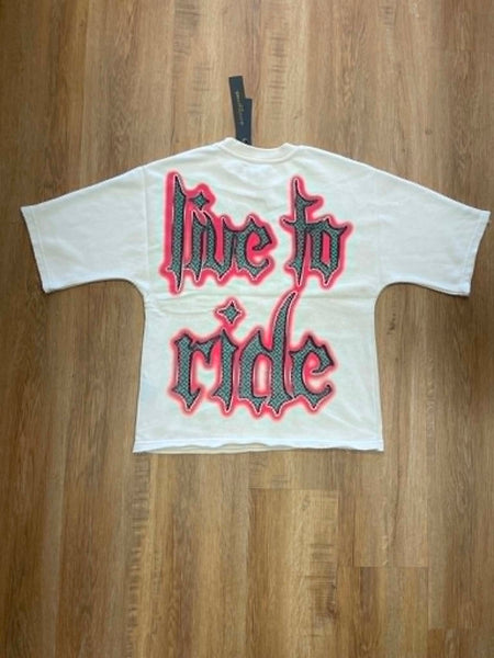 MEN NATURAL RIDE OR DIE RHINESTONE FRENCH TERRY CROP TEE