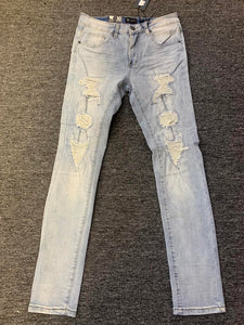 MEN ANTIQUE WASH DESTORYED SKINNY JEANS