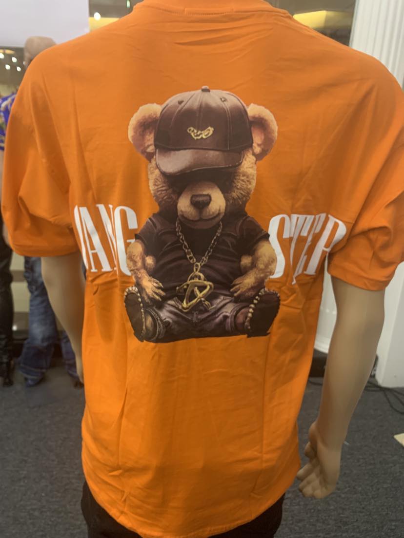 MEN ORANGE GANSTER BEAR TSHIRT