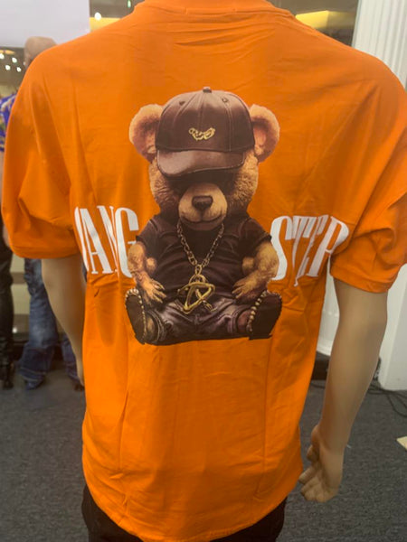 MEN ORANGE GANSTER BEAR TSHIRT