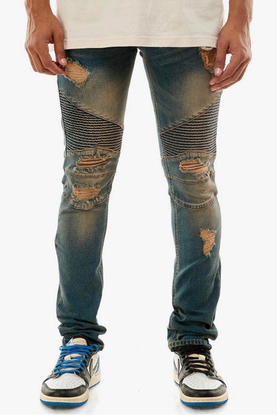 MEN KDNK T DK BLUE BOTTOM JEANS