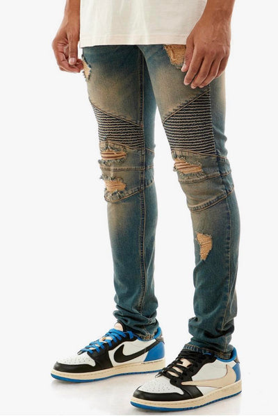 MEN KDNK T DK BLUE BOTTOM JEANS