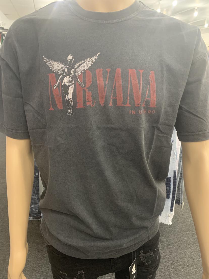 MEN BLACK NIRVANA IN UTTERO TSHIRT