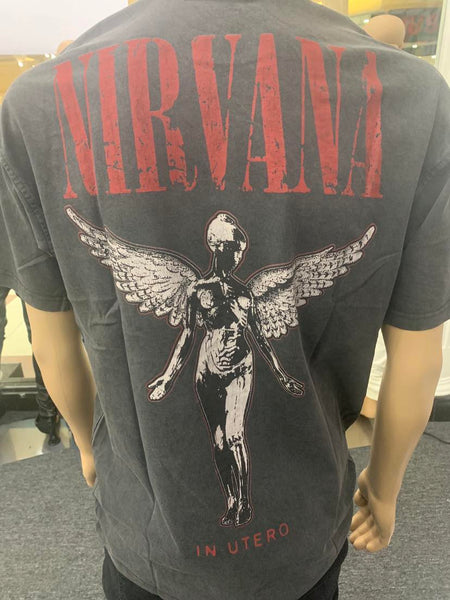 MEN BLACK NIRVANA IN UTTERO TSHIRT