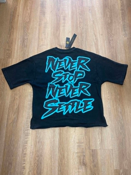 MEN BACK RELENTLESS RHINESTONE FRENCH TERRY CROP TEE