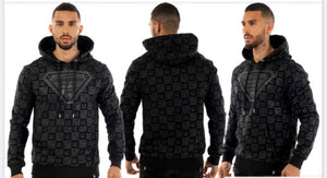 MEN GEORGE V BLACK DIAMOND CHEST GLITTERY HOODIE