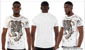 MEN GEORGE V WHITE SILVER TIGER GLITTERY TSHIRT