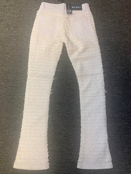 MEN WHITE SUPER DESTROYED STACK DENIM JEANS