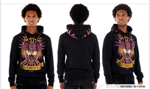 MEN BLACK GEORGE V PINK CAT GLITTERY HOODIE