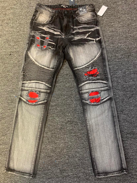 MEN  Black/Red Color backing jeans