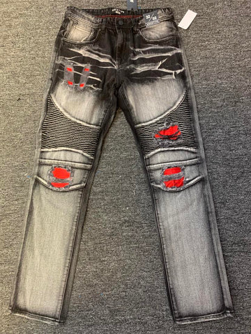 MEN  Black/Red Color backing jeans