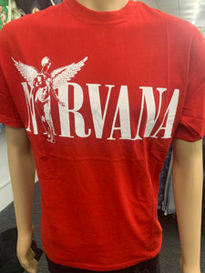 MEN RED NIRVANA TSHIRT