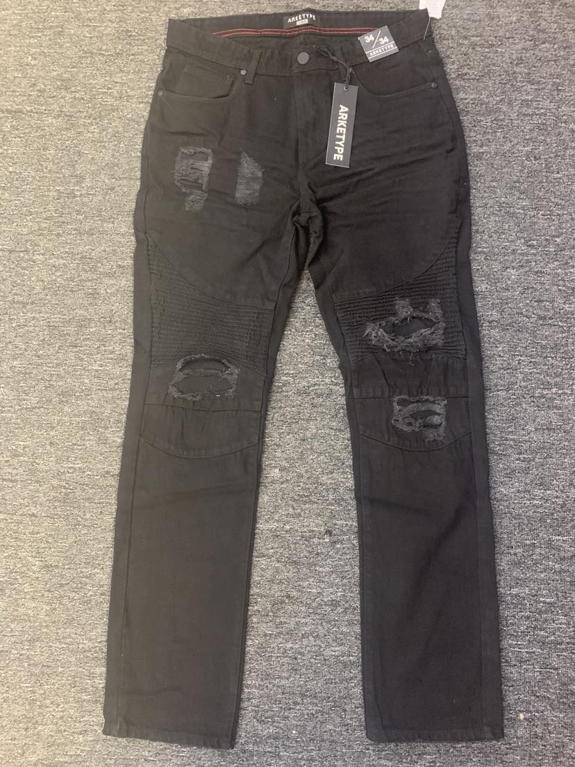 MEN Jet Black with Black Color backing jeans