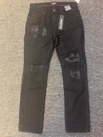 MEN Jet Black with Black Color backing jeans