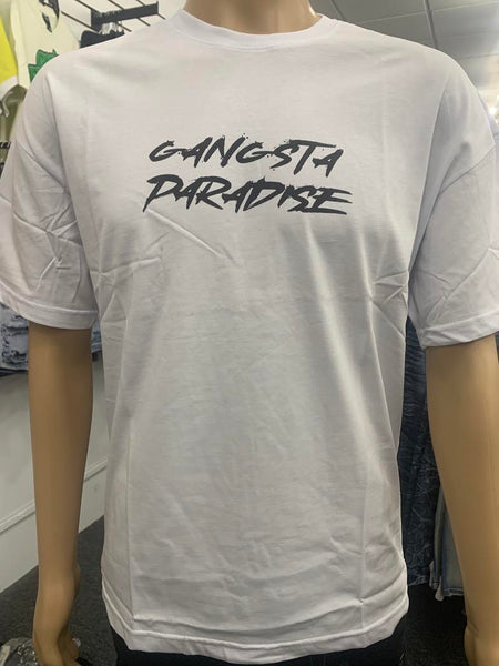 MEN WHITE GANGSTA PARIDISE TSHIRT