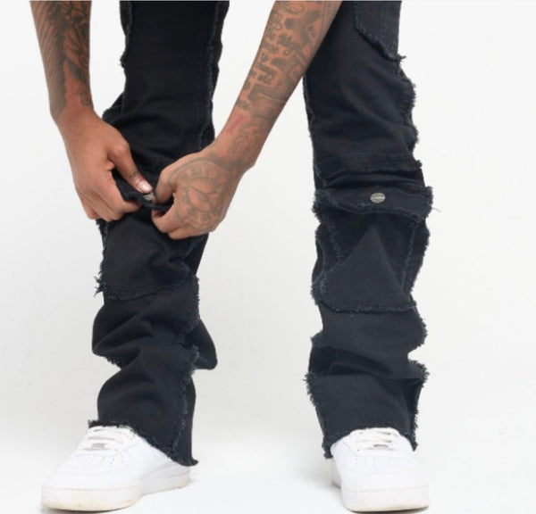 MEN BLACK TRUE STACKED STANDARD ISSUE DENIM JEANS