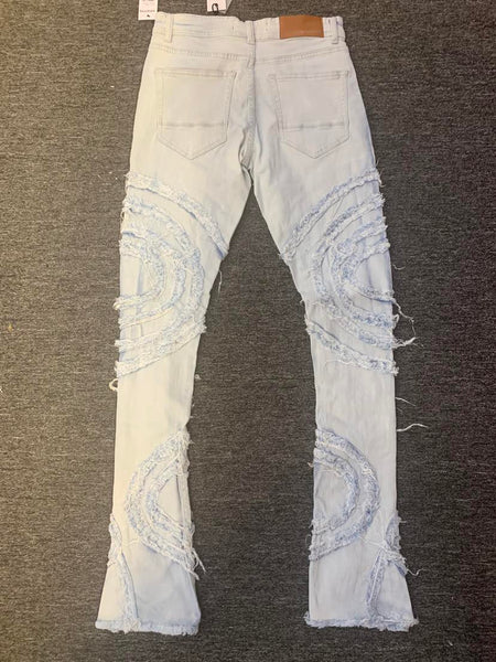 Men Ice Blue Merry Go Stacked Jeans