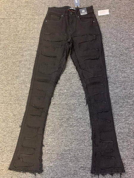 MENS BLACK ARKETYPE MAZE STACK JEANS