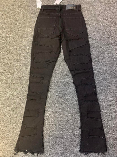 MENS BLACK ARKETYPE MAZE STACK JEANS