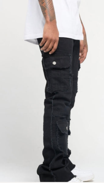 MEN BLACK TRUE STACKED STANDARD ISSUE DENIM JEANS