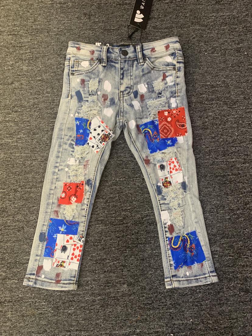 LITTLE KIDS INDIGO KING & QUEEN CARD JEANS