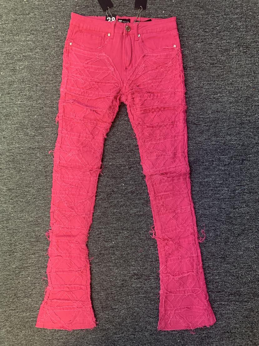 MEN LAZER PINK CROSS CUT DENIM JEANS