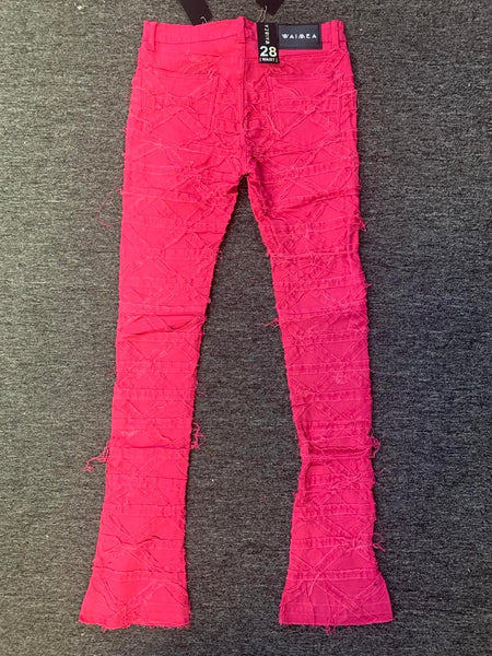 MEN LAZER PINK CROSS CUT DENIM JEANS