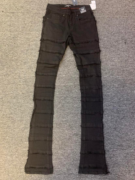 MEN JET BLACK SUPER STACK JEANS