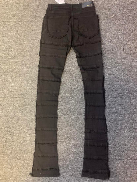 MEN JET BLACK SUPER STACK JEANS