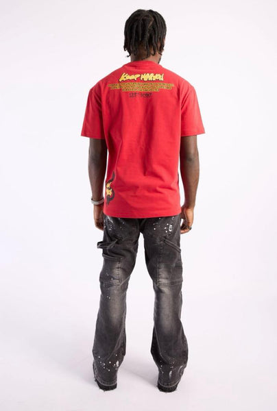 MEN RED KEEP MOVING DAFFY DUCK RHINESTONE TEE