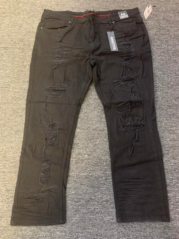 MEN PLUS SIZE JET BLACK ARKETYPE TWILL RIPPED PANTS